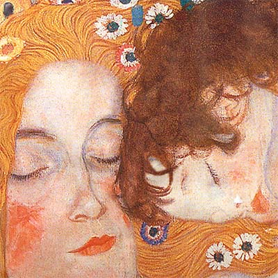 A mother and child cuddling (Klimpt)