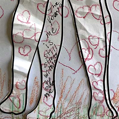Section of the map where the paper body is crumpled