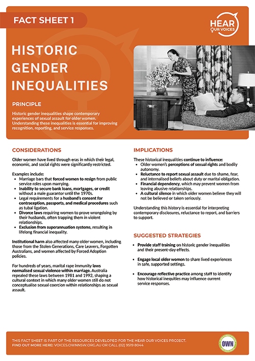 cover of Fact Sheet 1 - Historic Gender Inequalities
