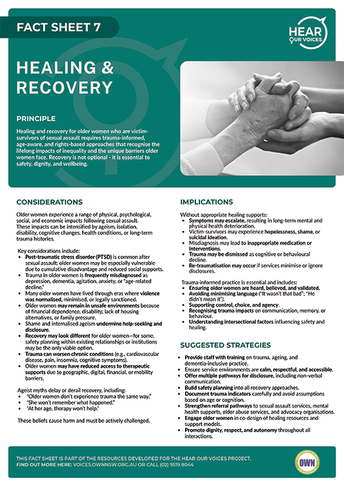 cover of Fact Sheet 7 - Healing and Recovery